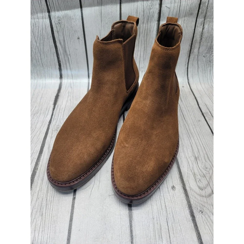 Cole Haan Judson Grand Mens 9M Chelsea Boots in Spiced Suede Raven Brown Leather
